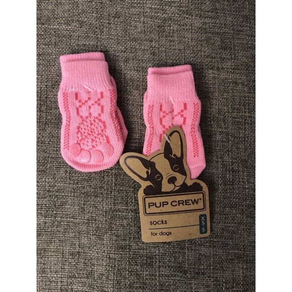 Pup Crew Pink Non Skid Winter Socks Dog Pet  Size  XS - S up to 4.5 inches - Picture 1 of 4